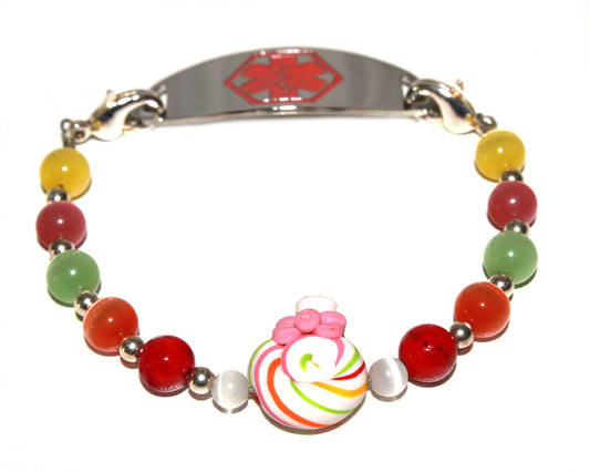 Sweet Lollipop Polymer Clay Medical ID Bracelet