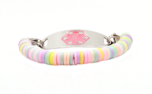 Cotton Candy Girls’ Heishi Bead Medical ID Bracelet
