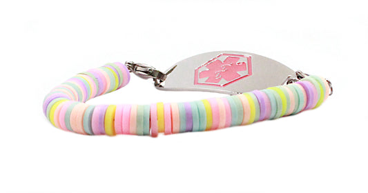 Cotton Candy Girls’ Heishi Stretch Medical ID Bracelet