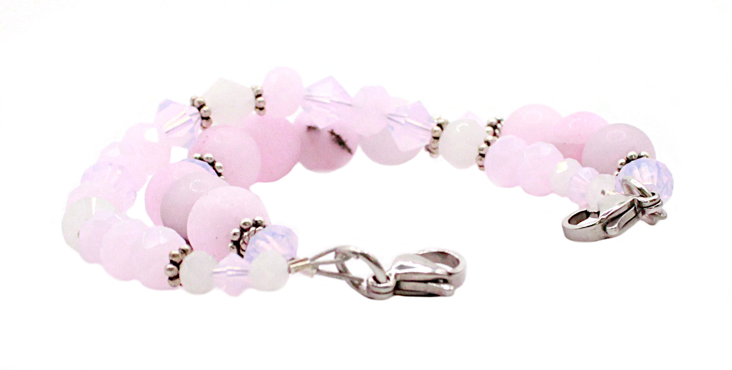 Serenity Pink Opal Jade Medical ID Bracelet