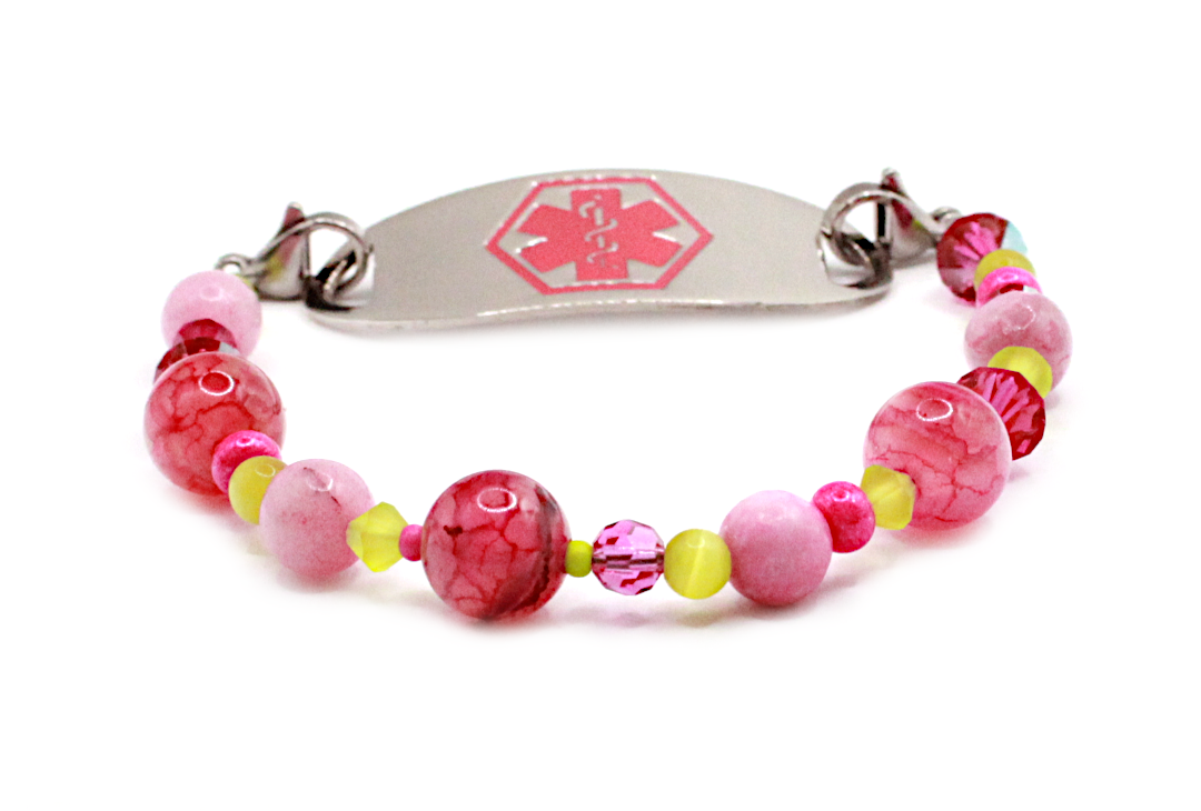 Pink medical 2025 alert bracelet