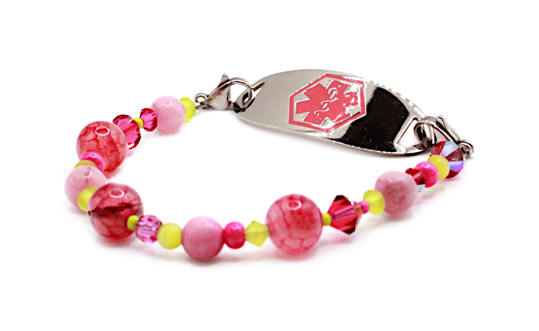 Pink medical 2025 alert bracelet