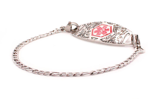 Small Silver Figaro Chain Medical ID Bracelet