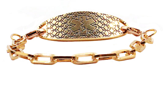 Golden Life Saver Engraved Medical ID Bracelet