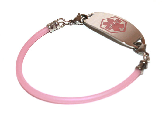 Pink Rubber Sporty Cord Medical ID Bracelet